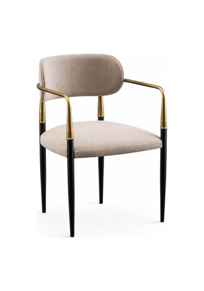 Elegance Kolçaklı Metal Mutfak Sandalyesi Siyah-bej