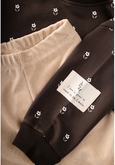 Cigit Kadife Taytlı Sweatshirt Takım 2-10 Yaş Kahverengi