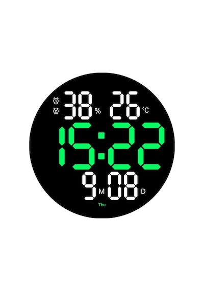Suntek LED Elektronik Saat Ev Dekorasyon Mağazası İçin Uzaktan Kumandalı Duvar Saati Yeşil