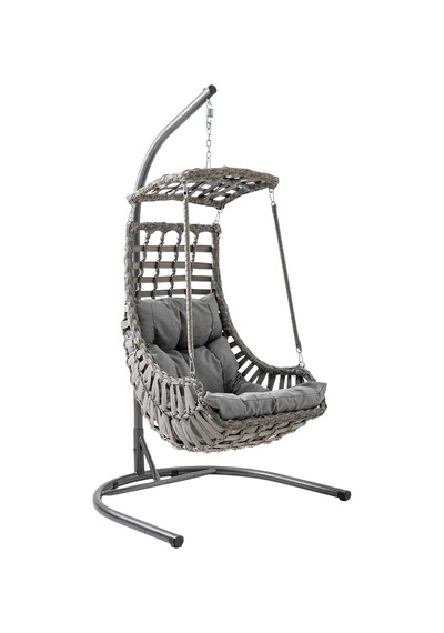 Alaçatı Tekli Rattan Bahçe Balkon Salıncağı Gri Diğer