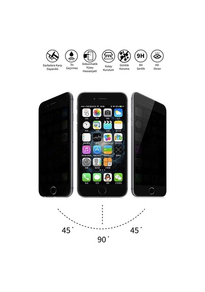 Apple Uyumlu iPhone 6s Plus Görünmez Hayalet Full Kaplayan Ekran Koruyucu Cam Siyah Renk