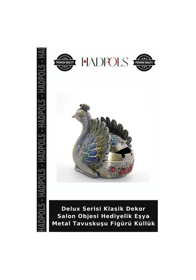 Delux Serisi Klasik Dekor Salon Objesi Hediyelik Eşya Metal Tavuskuşu Figürü Küllük