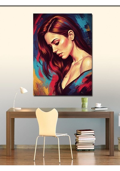 Kanvas Tablo Kırmızı Saçlı Kadın Portresi 70cmx100cm