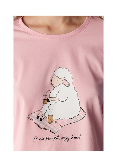 Penti Pembe Rahat Kalp Uzun Kollu Pantolon Pijama Takımı Pk32