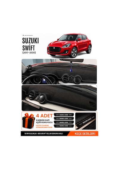 Suzukı Swift 2017-2020 Uyumlu Torpido Koruma, Torpido Örtüsü, Torpido Kılıfı - Siyah