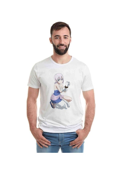 Anime Fairy Tail Glass Guild Emblem Baskılı Beyaz Erkek Tshirt (534486087)