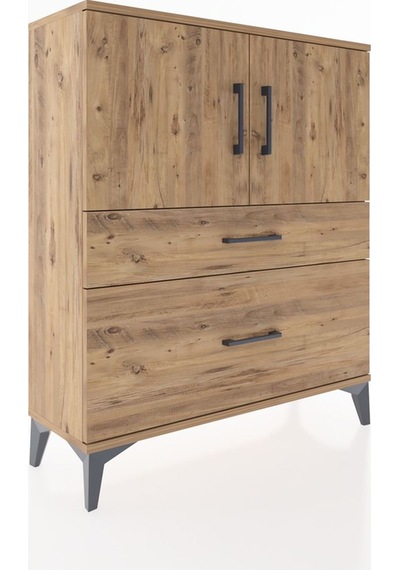 Arges Şifonyer 2 Raflı 2 Çekmeceli 2 Kapaklı 88x30x106 Çam-çam Çam