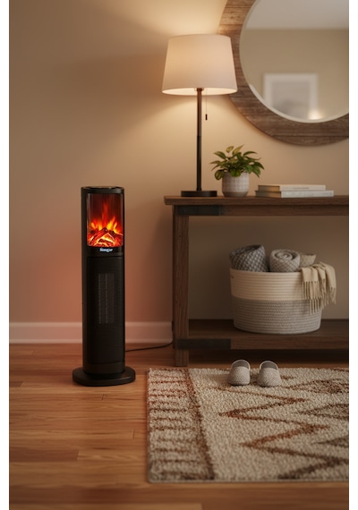 Hoogar German 2075 L Grey Oben Seri Oled Şömineli Ekran Dijital Kule Tipi Turbo Hızlı Isıtıcı