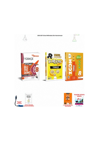 Günay 8. Sınıf Lgs Türkçe 072 300 Soru Hediyeli 3 Kitap Seti