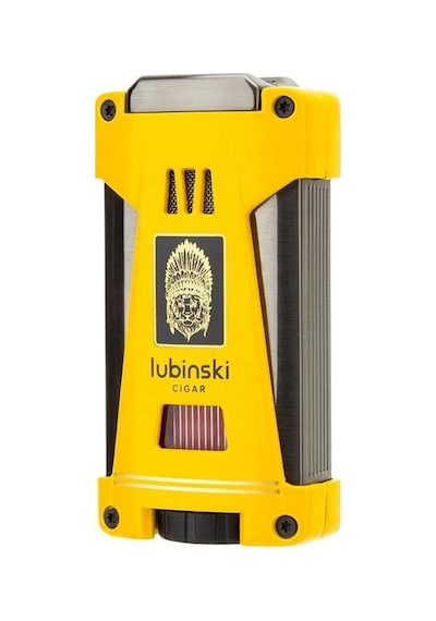 Lubinski Yeni Seri Sehpalı Çift Delicili Üç Torch Puro Çakmağı Sarı Lb-112