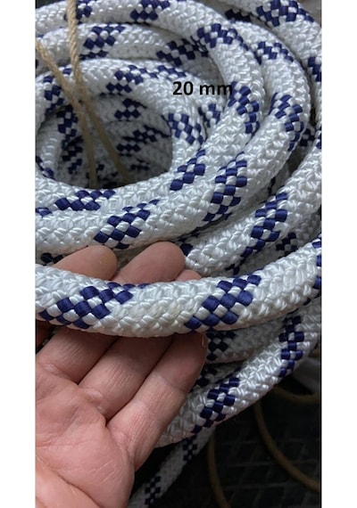 Molhalat 8 MM Iskota Halat 100 Metre-Parlak İpek Örgülü Polyester Halat-Tekne Halatı