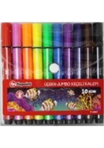 Jumbo Keçeli Üçgen Boya Kalemi 10 Renk Nocolor-5f9412a1