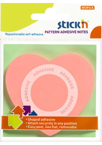 Stick'n 21545 Yapışkanlı Kalp Not Kağıdı 70x70 50 Yaprak Pembe