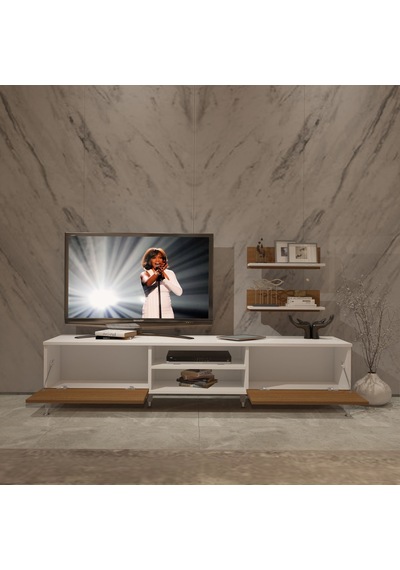 Decoraktiv Eko 4 Slm Dvd Silver Tv Ünitesi Tv Sehpası Beyaz - Ceviz