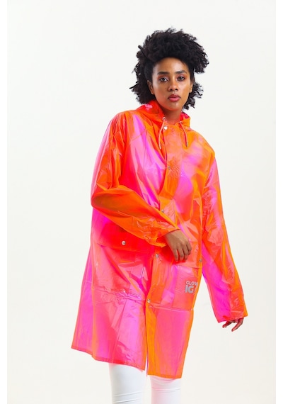 Glow Collection Neon Pembe Kadın Yağmurluk - Çantası İle 001