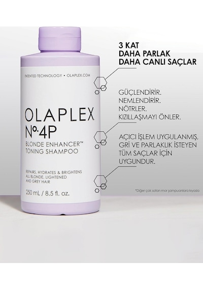 Olaplex No:4p Blonde Enhancer Şampuan 250 ML + No:5p Saç Kremi 250 ML + No:8 Maske 100 ML