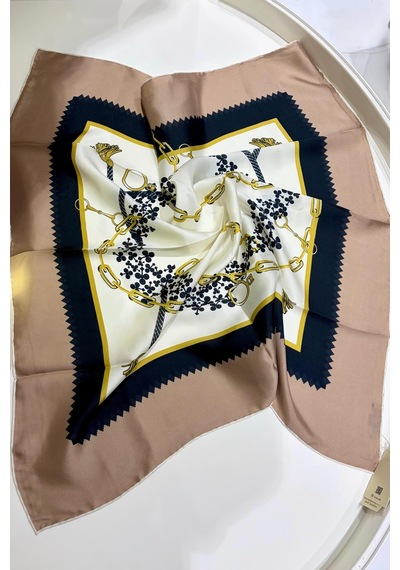 Cardion Lunira Silk İpek Viskon Eşarp Golden Ekru