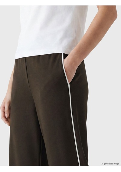 Lcw Modest Kahverengi Şeritli Soft Touch Kadın Eşofman Altı