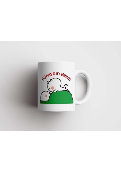 Günaydın Balım Baskılı Kupa Bardak Mug Beyaz - Çok Renkli