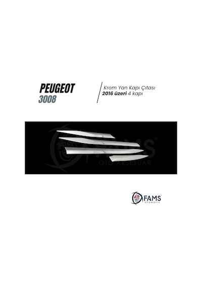 Peugeot 3008 Krom Yan Kapı Çıtası 4 Kapı 2016 ve Üzeri