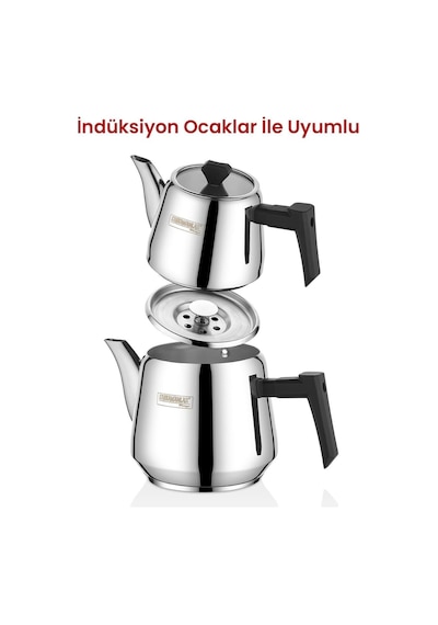 Kahramanlar Luna Orta Boy Black Çaydanlık Takımı Siyah