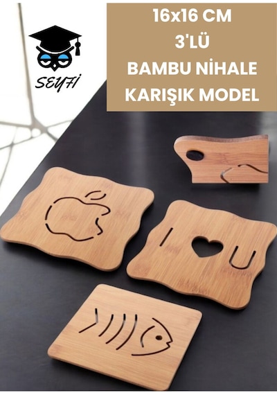 16x16 Cm 3'lü Bambu Nihale Karışık Model