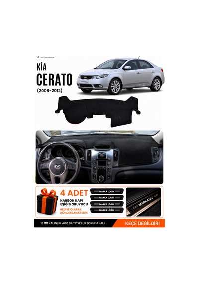 Kia Cerato 2008-2012 Uyumlu Torpido Koruma, Torpido Örtüsü, Torpido Kılıfı - Siyah - Kı007