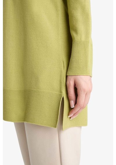 Defacto Regular Fit Bisiklet Yaka Yırtmaçlı Basic Düz Triko Kazak Tunik H3431az25wngn743 Yeşil