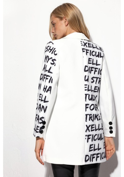 Hiccup Msn Oversize Krep Blazer Ceket Tozlu Beyaz