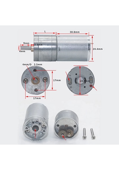 12v 5rpm Jga25-370 Redüktörlü Dc Motor Metal Dişli Yüksek Tork Kuvvet 25mm Robot Oyuncak