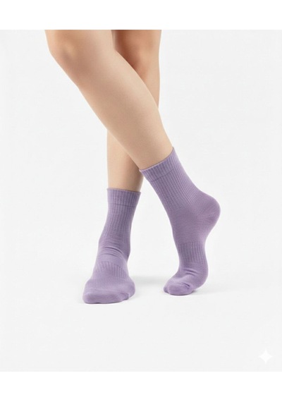 Ozzy Socks Kadın 4 Çift Bambu Lastiksiz Sıkmayan Diabetik Bilek Çorap Lila