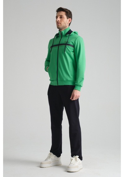 Shooter Sportswear Shooter Erkek Eşofman Takım Kapüşonlu Rahat Form Klasik Paça Mevsimlik Yeşil