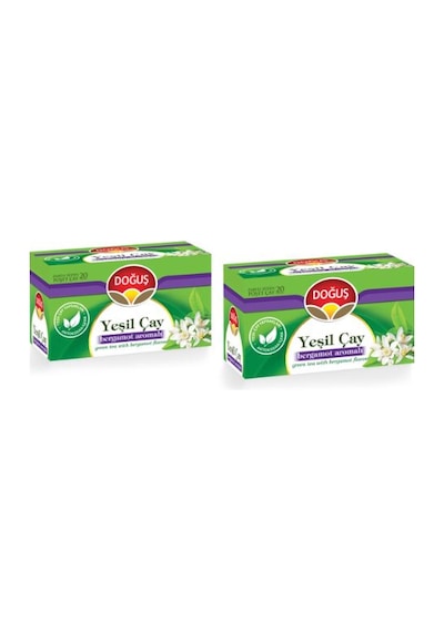 Doğuş Bergamot Aromalı Süzen Poşet Yeşil Çay 2'li 20 x 1.75 G