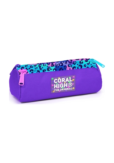 Coral High Kids Mor Leopar Desenli Üç Bölmeli Kalem Çantası 11161 Mor