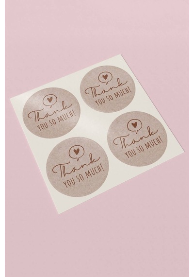 Thank You So Much Kraft Sticker 3x3cm St2221 Çok Renkli