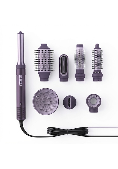 Fakir Airvibe Saç Şekillendirici Set 7 Si 1 Arada, Otomatik Saç Sarma, Fön, Bukle Ve Düzleştirme Mor