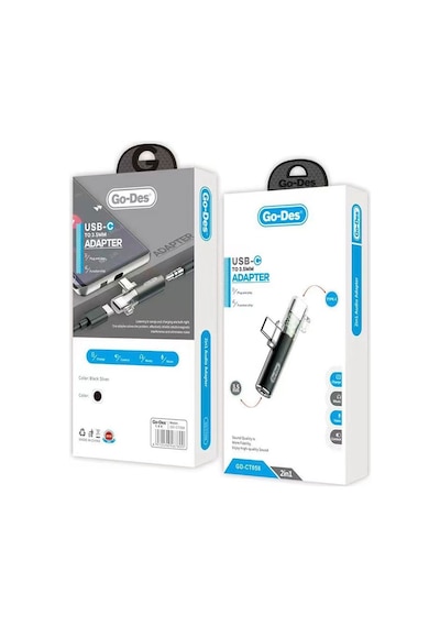 Kulaklık ve Şarj Dönüştürücü Type-C ve 3.5mm Go Des GD-CT058 Hızlı Veri Aktarımı Ve Şarj Desteği