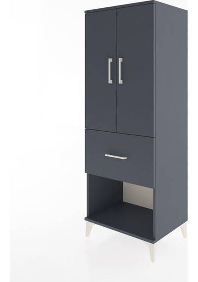 Hyperion Dolap 3 Raflı Tek Çekmeceli 2 Kapaklı 60x44x163 Antr... Antrasit