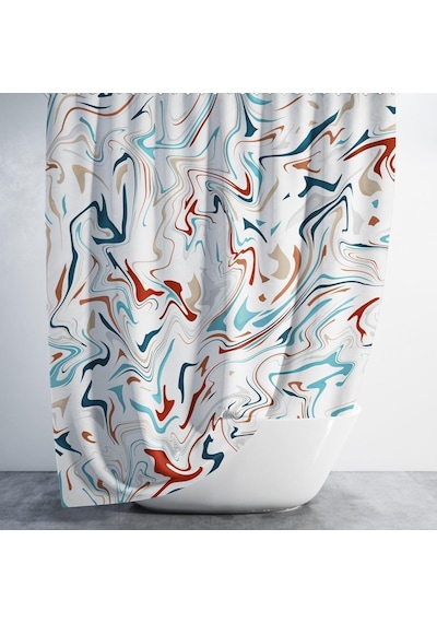 Banyo Perdesi 1x180x200 Tek Kanat Duş Perdesi Halka Hediyeli Duşakabin Perdesi Multicolored Beyaz