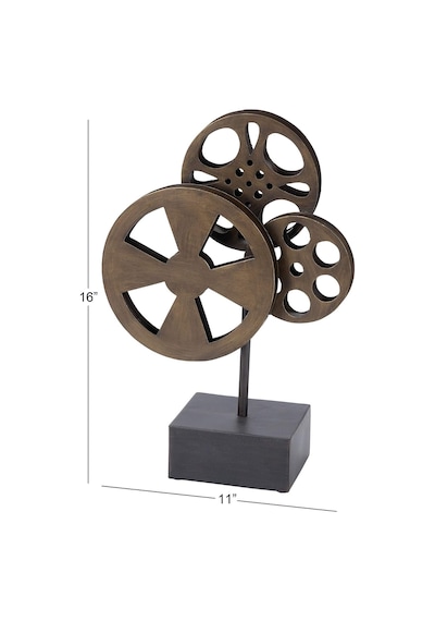 Metal Film Makaraları Heykel, 11" X 5" X 16", Kahverengi
