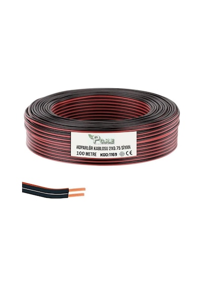 Poke Elektrik Ve Hoparlör Kablosu Kordon 2x0.75 100mt - Siyah