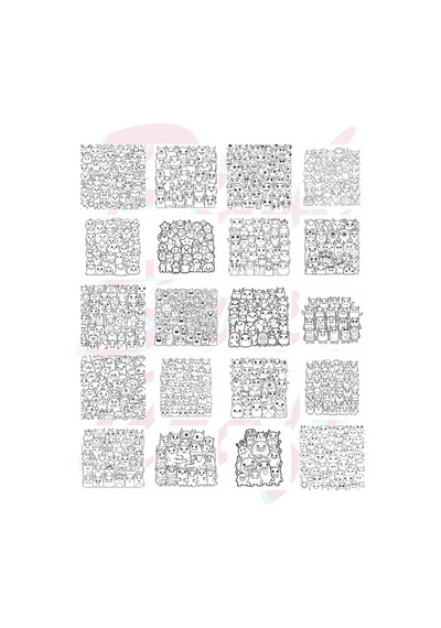 Cute Doodle Monsters Bold And Easy 20x20 Cm Büyük Boyama Kitabı, Çocuklar Ve Yetişkinler İçin