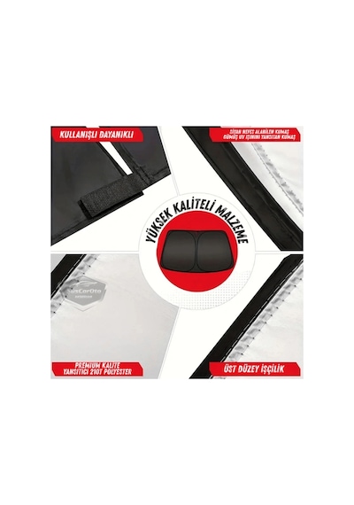 Bay Premium Katlanır Oto Ön Arka Cam Güneşliği Metalize Isı Yalıtımlı Çantalı 150x70cm Najmaddin