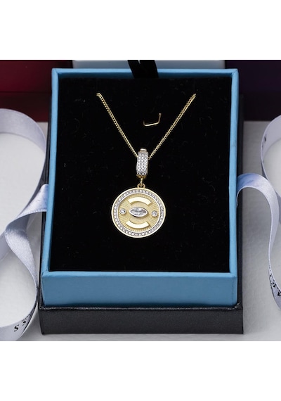 Güneş Göz Model Markiz Zirkon Taş Detaylı Gold Rengi 925 Ayar Gümüş Kadın Kolye Gold