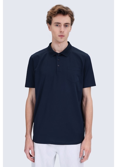 Hatemoğlu Lacivert Regular Fit 100% Pamuk Polo Yaka Merserize Tişört