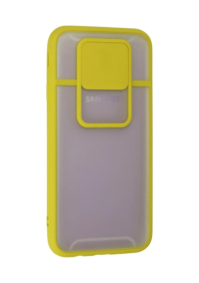 Cosmotex Newface Samsung Galaxy J7 Pro / J730 Kılıf Palm Buzlu Kamera Sürgülü Silikon - Sarı