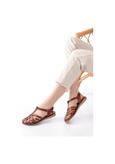 Alemdarshop 205-02 K. Kahve Ortopedik Hakiki Deri Kadın Sandalet K.kahve