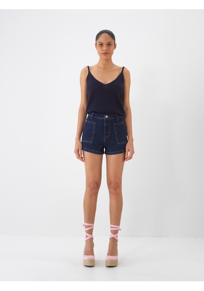 Xint Lacivert Pamuk Dokulu Regular Fit Şort 275421