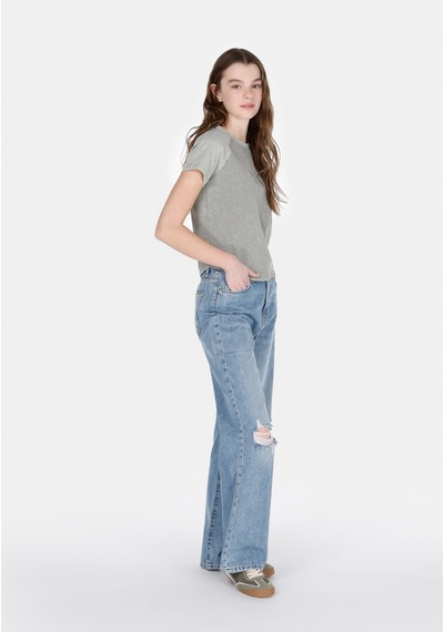 Colin's Colins Slim Fit Yuvarlak Yaka Nakışlı Kadın Yeşil Kısa Kol Tişört Cl1073710 Cl1073710 Q1.v2 Kha Haki