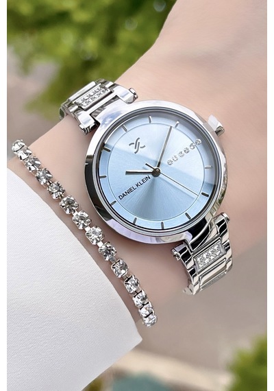 Daniel Klein DKISTE155 Premium Kadranı Mavi Kadın Kol Saati + Bileklik